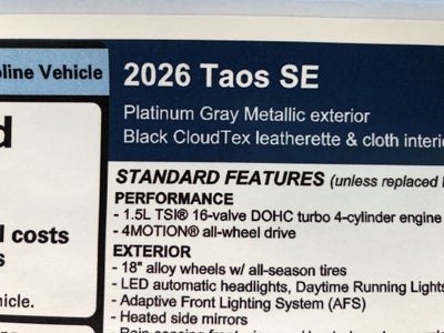 2026 Volkswagen Taos SE w/panoramic sunroof