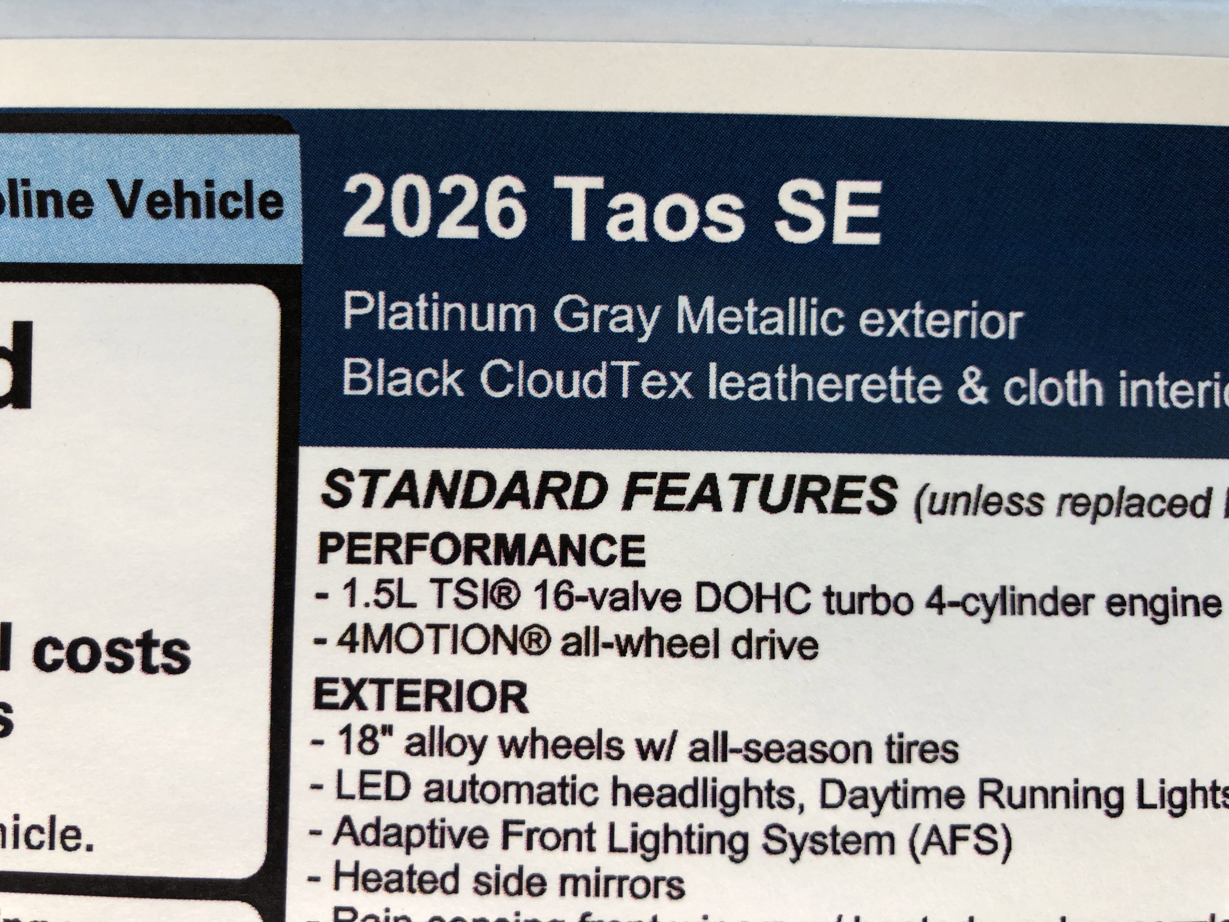 2026 Volkswagen Taos SE w/panoramic sunroof