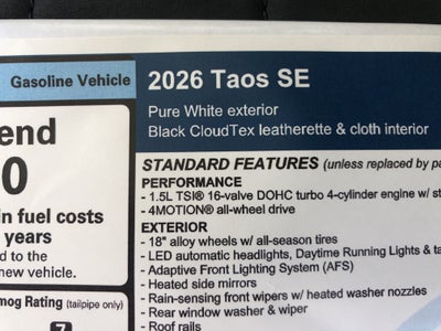 2026 Volkswagen Taos SE w/panoramic sunroof