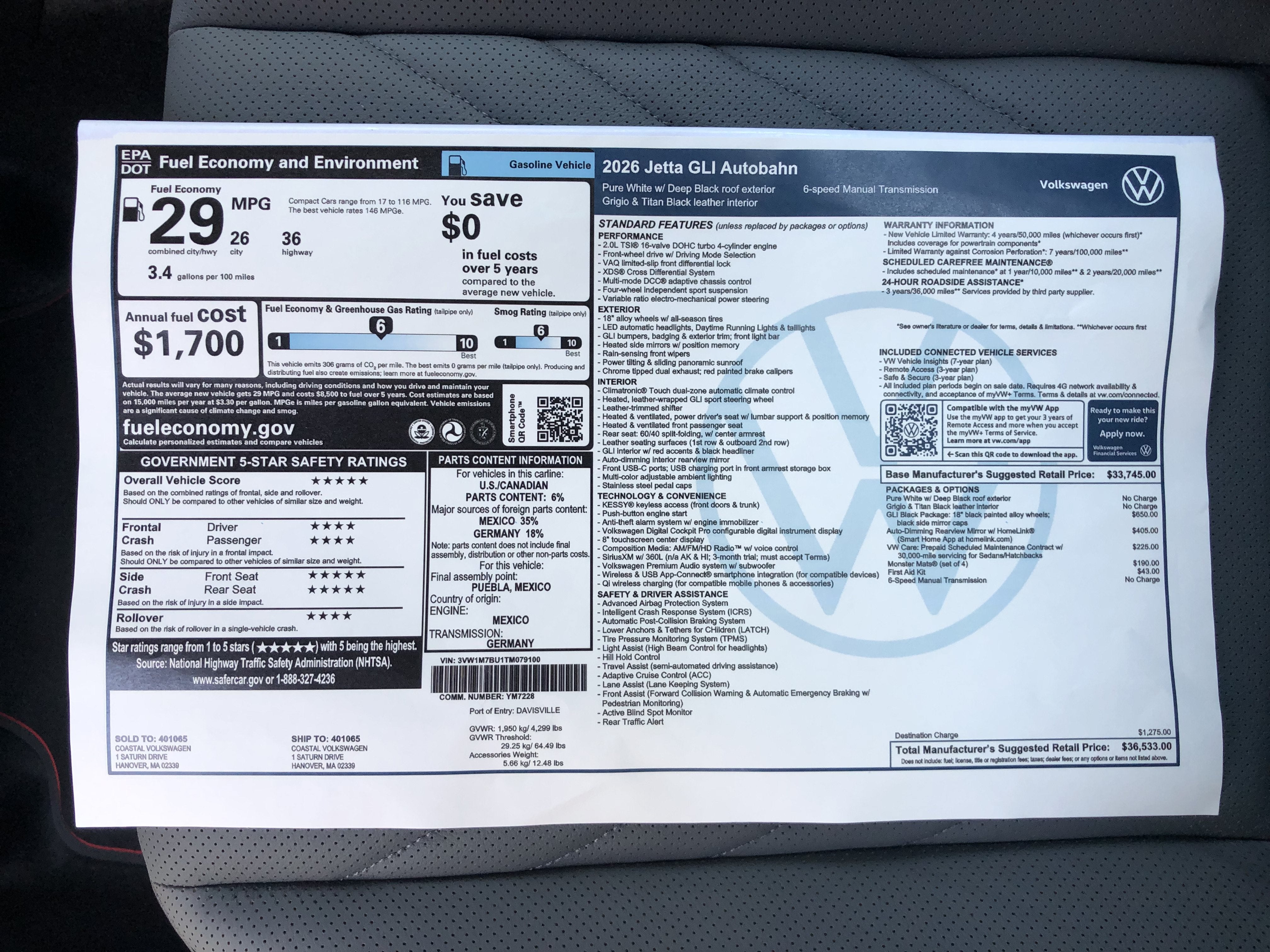 2026 Volkswagen Jetta GLI Autobahn