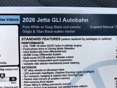 2026 Volkswagen Jetta GLI Autobahn