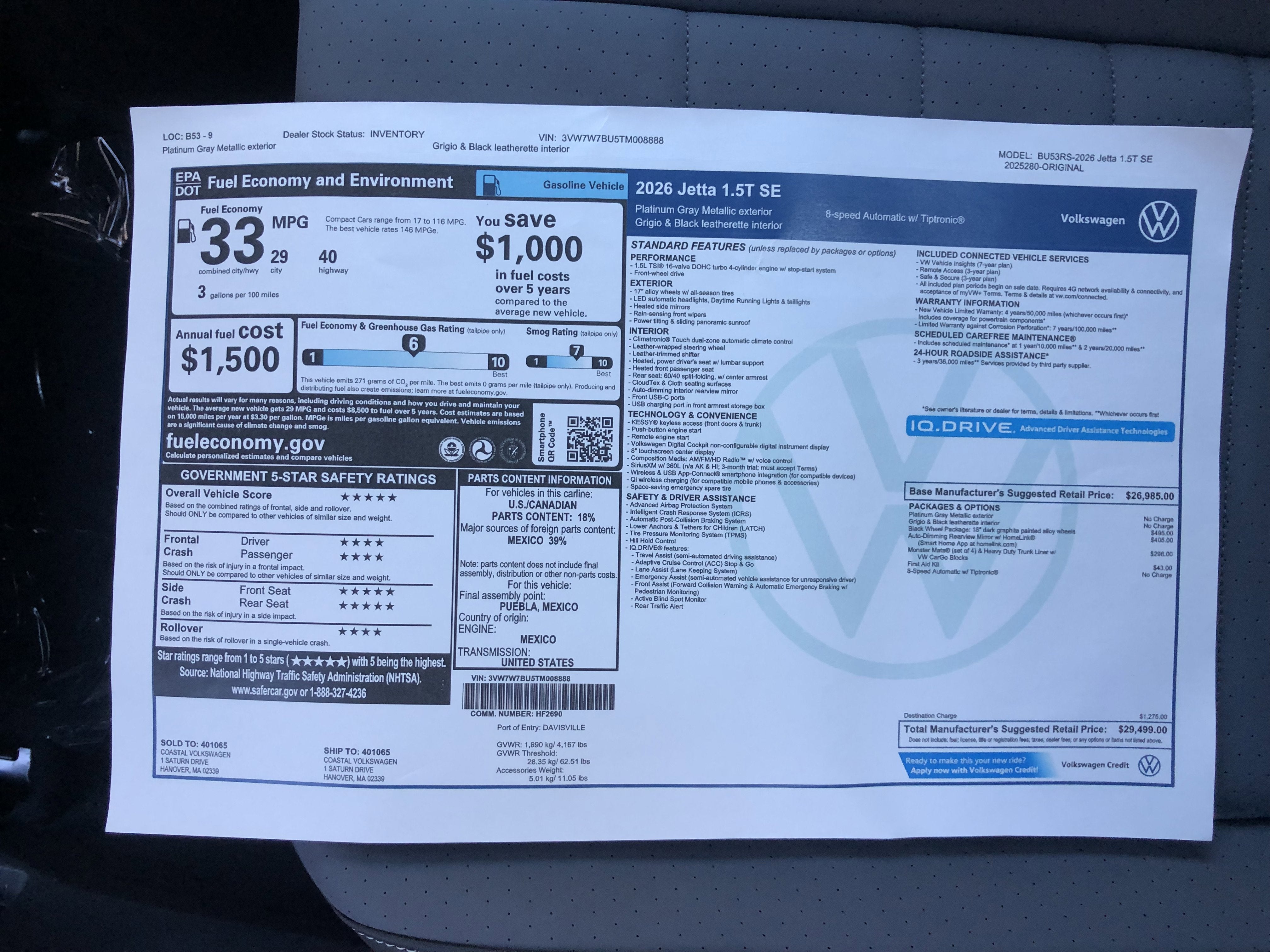 2026 Volkswagen Jetta SE w/black wheel package