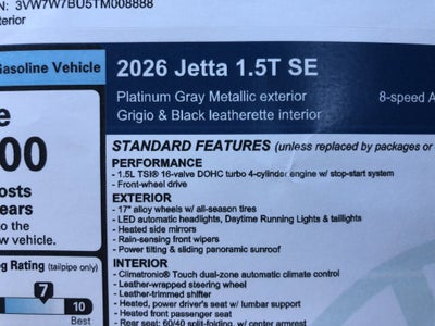 2026 Volkswagen Jetta SE w/black wheel package