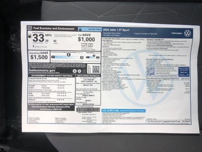 2026 Volkswagen Jetta Sport w/ext. range remote starter