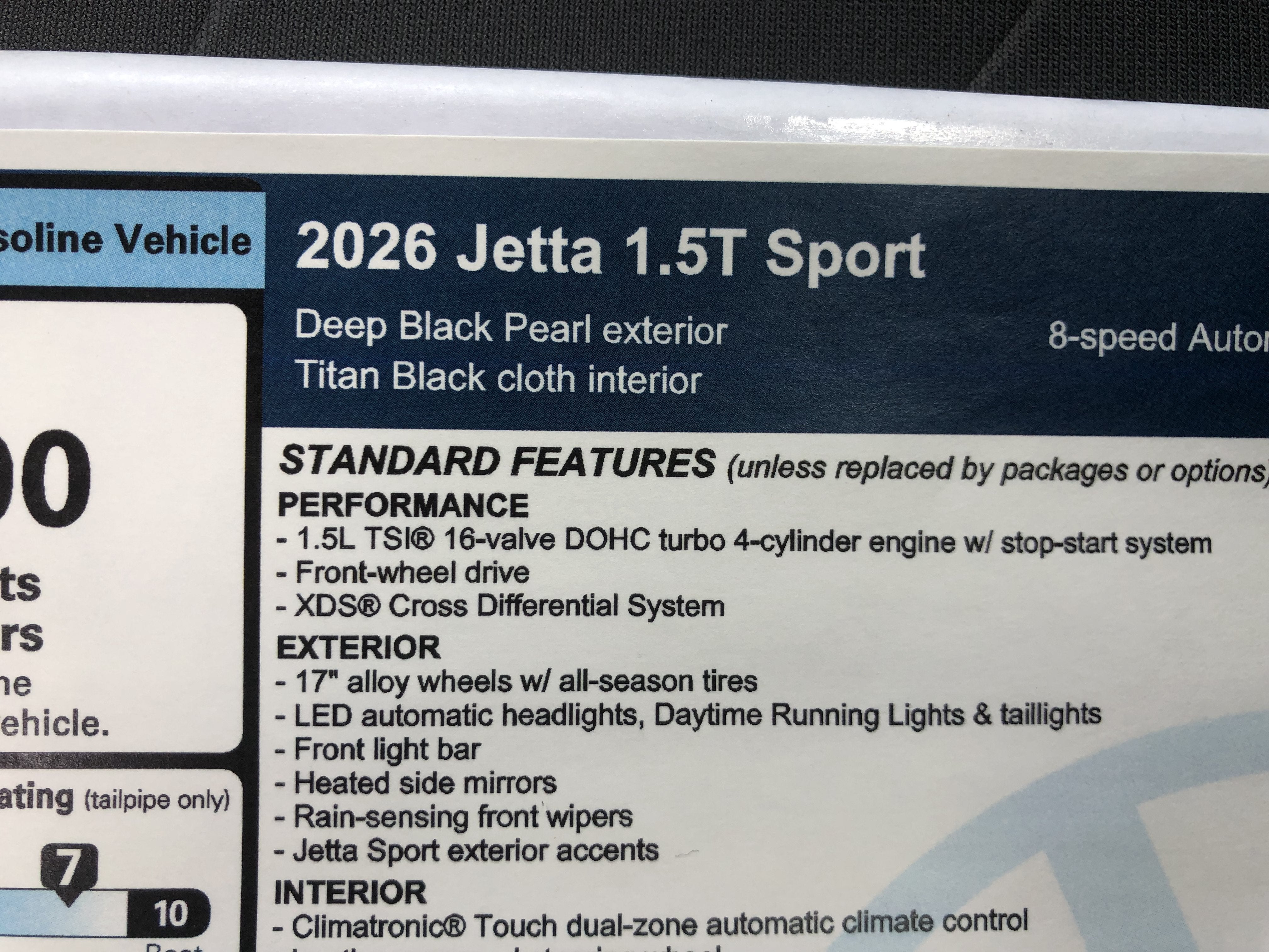 2026 Volkswagen Jetta Sport w/ext. range remote starter