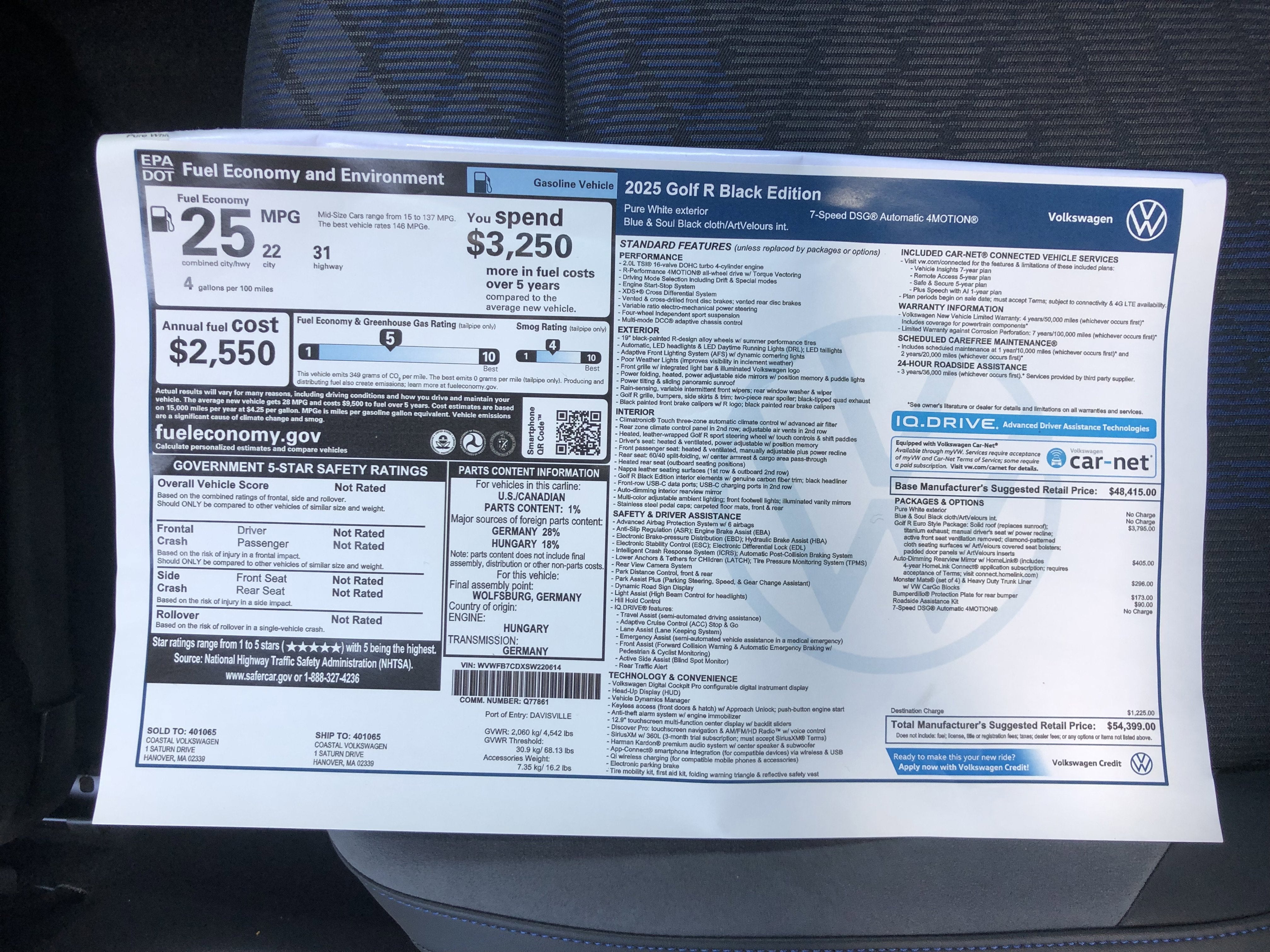 2025 Volkswagen Golf R Black Edition