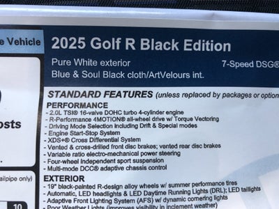 2025 Volkswagen Golf R Black Edition
