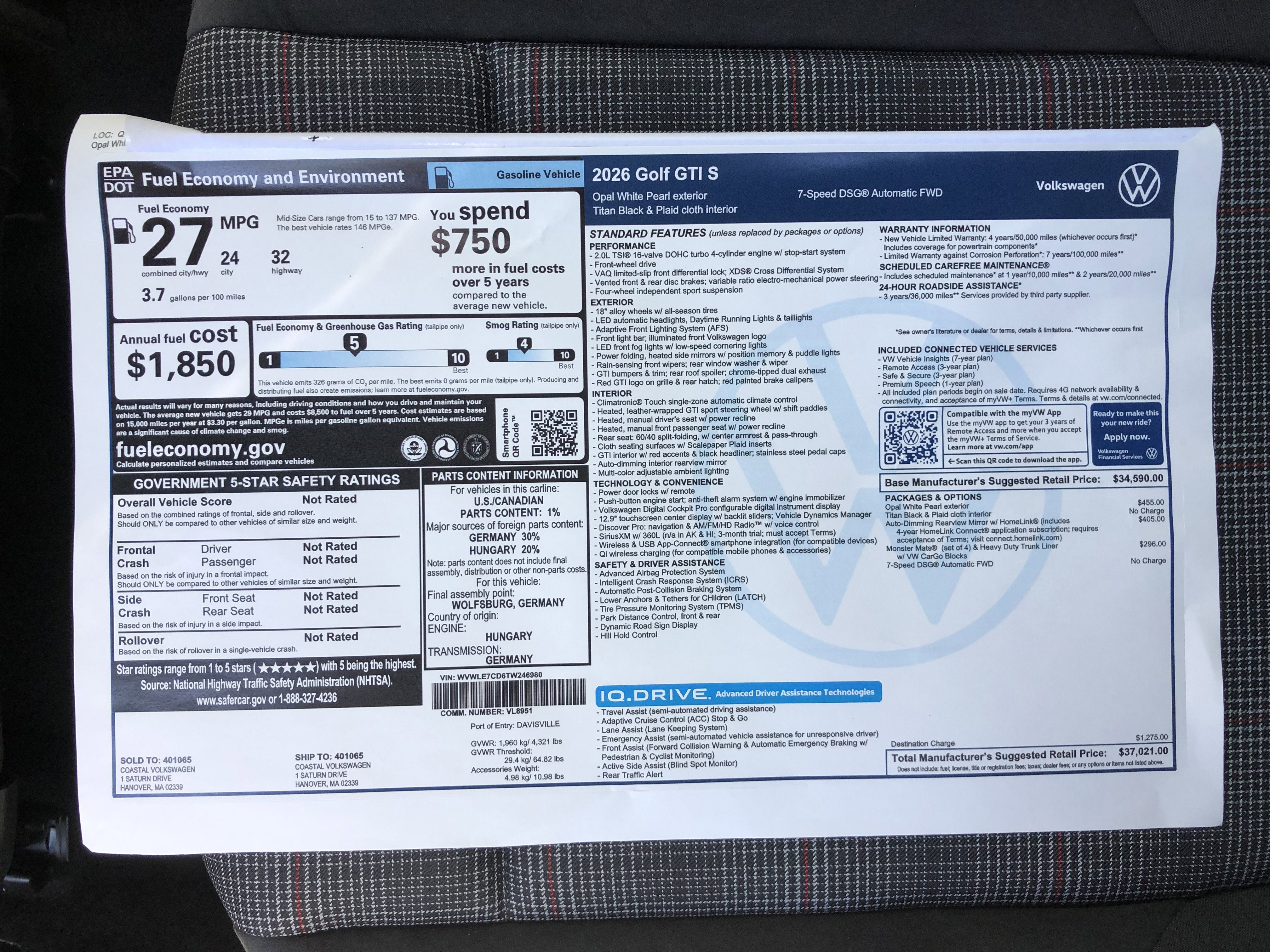 2026 Volkswagen Golf GTI S