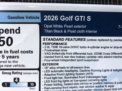 2026 Volkswagen Golf GTI S