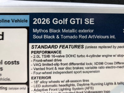 2026 Volkswagen Golf GTI SE