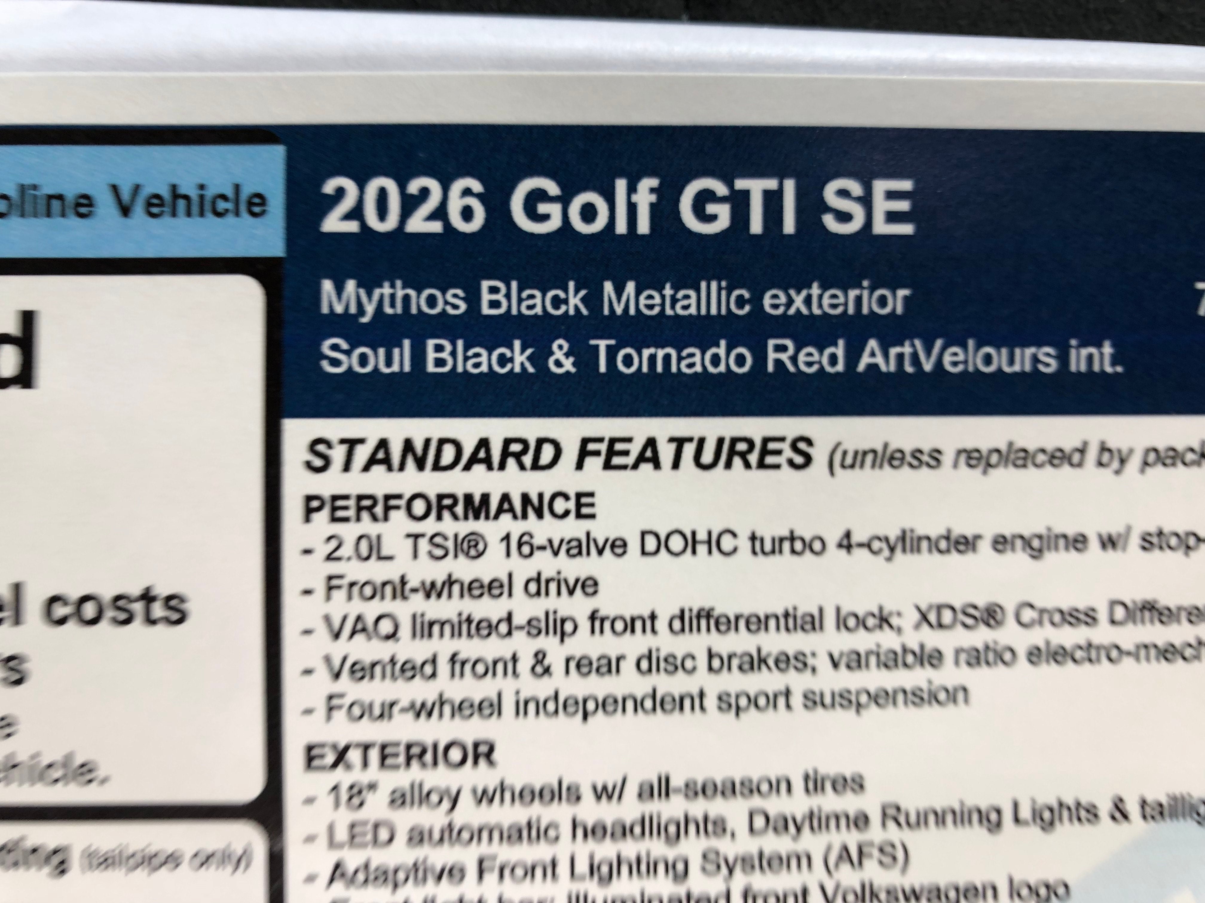2026 Volkswagen Golf GTI SE