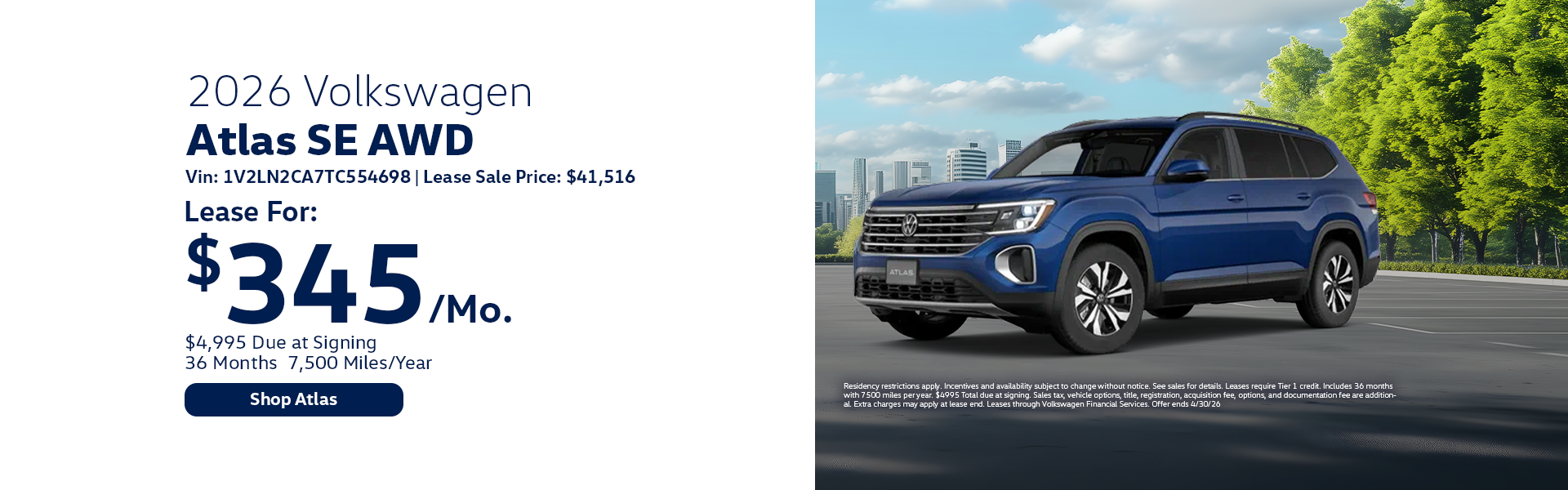 VW Atlas Special Offer Hanover, MA