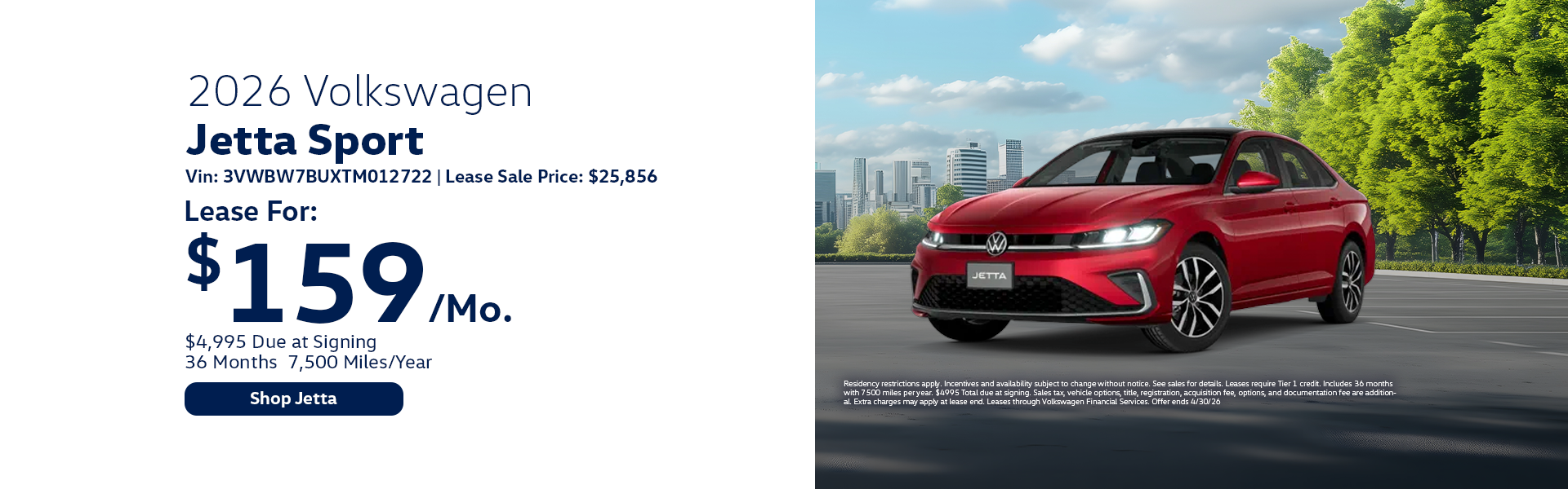 Volkswagen Jetta Special Offer in Hanover, MA