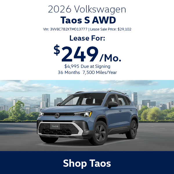 VW Taos Special offer in Hanover, MA