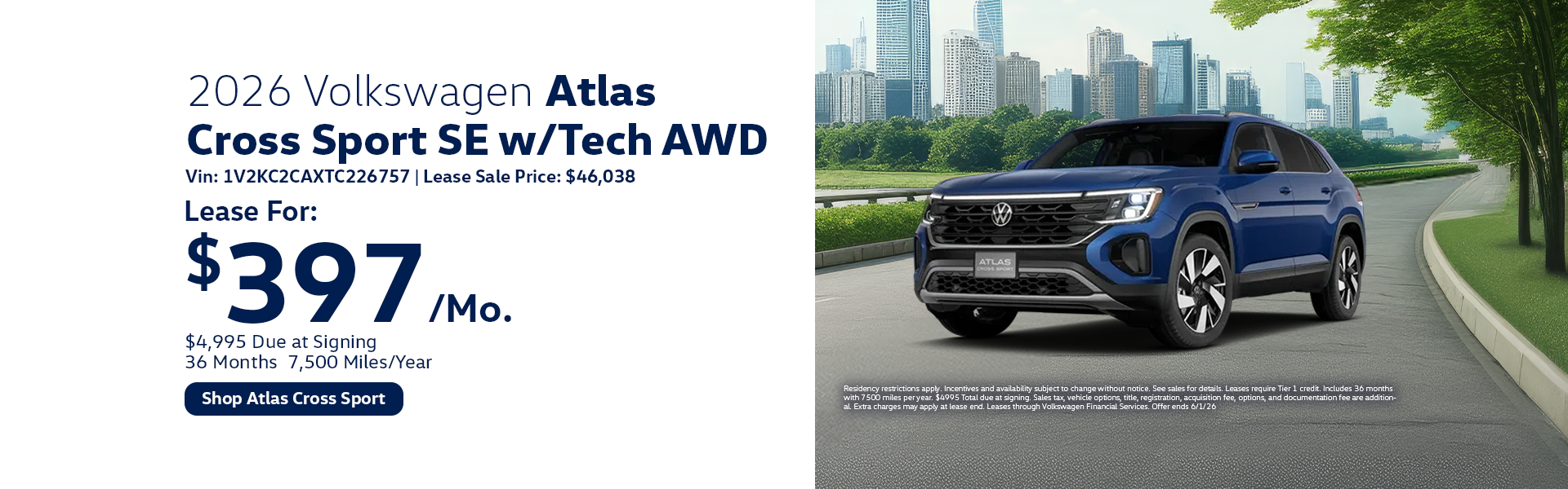 VW Atlas Cross Sport Special Offer Hanover, MA