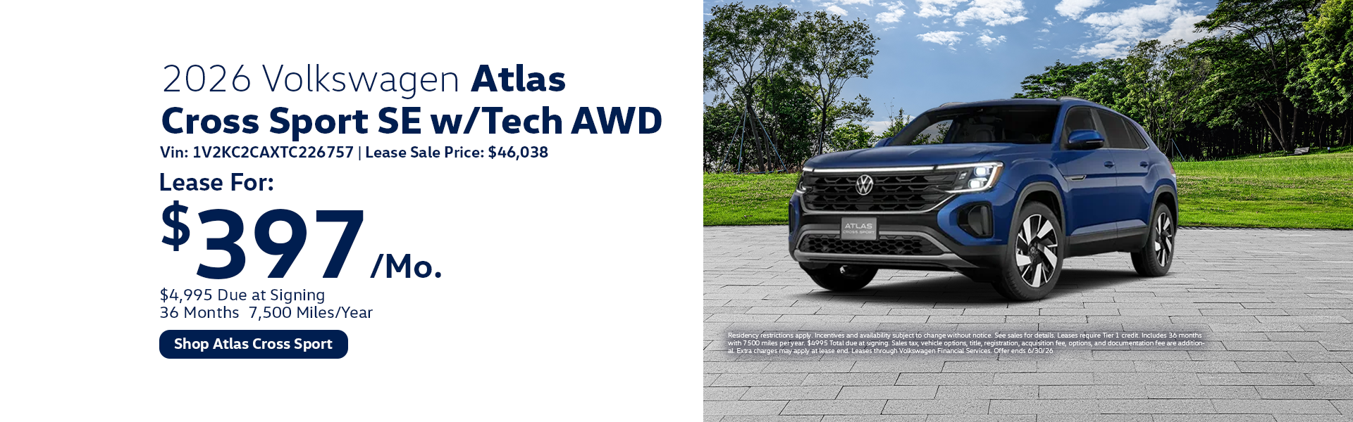 VW Atlas Cross Sport Special Offer Hanover, MA