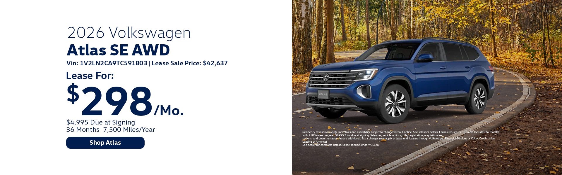 VW Atlas Special Offer Hanover, MA