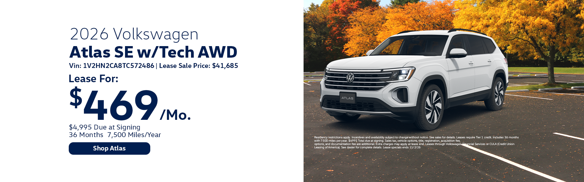 VW Atlas Special Offer Hanover, MA