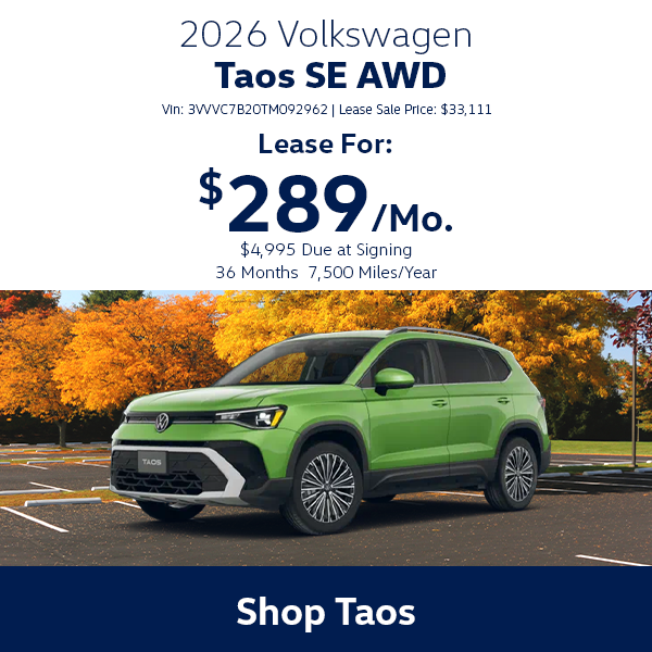 VW Taos Special offer in Hanover, MA