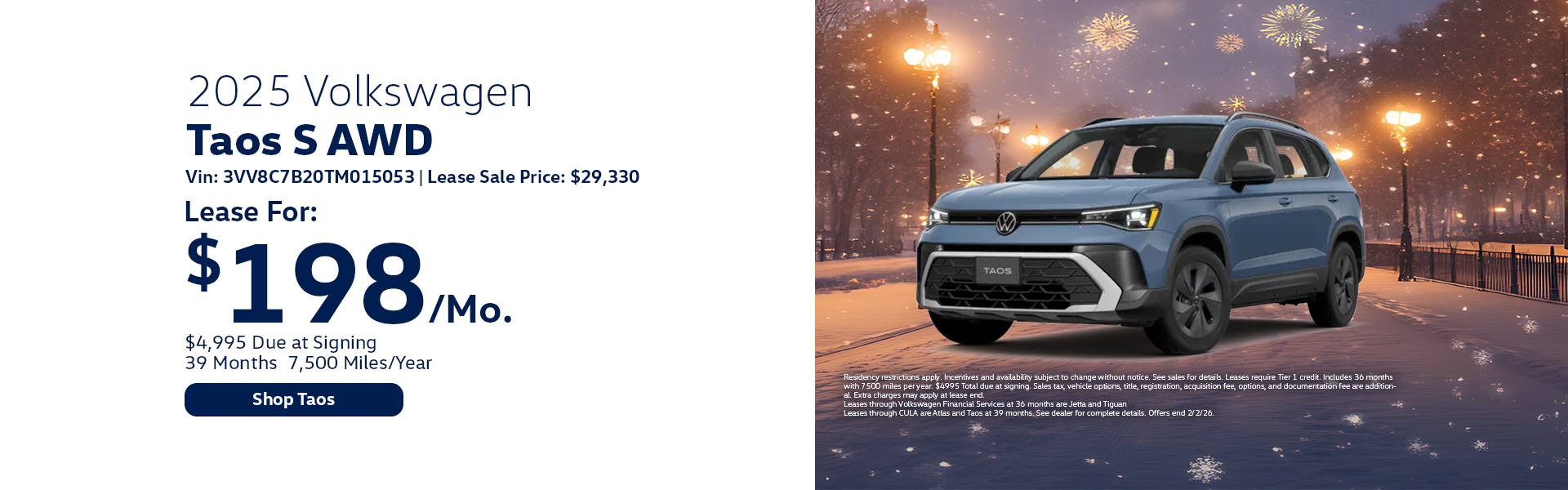 VW Taos Special Offer Hanover, MA