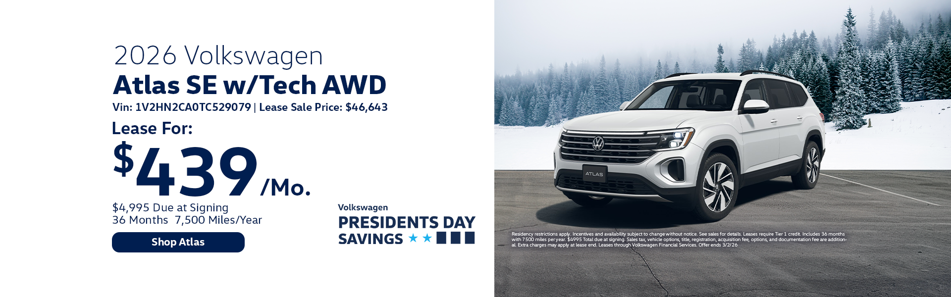 VW Atlas Special Offer Hanover, MA