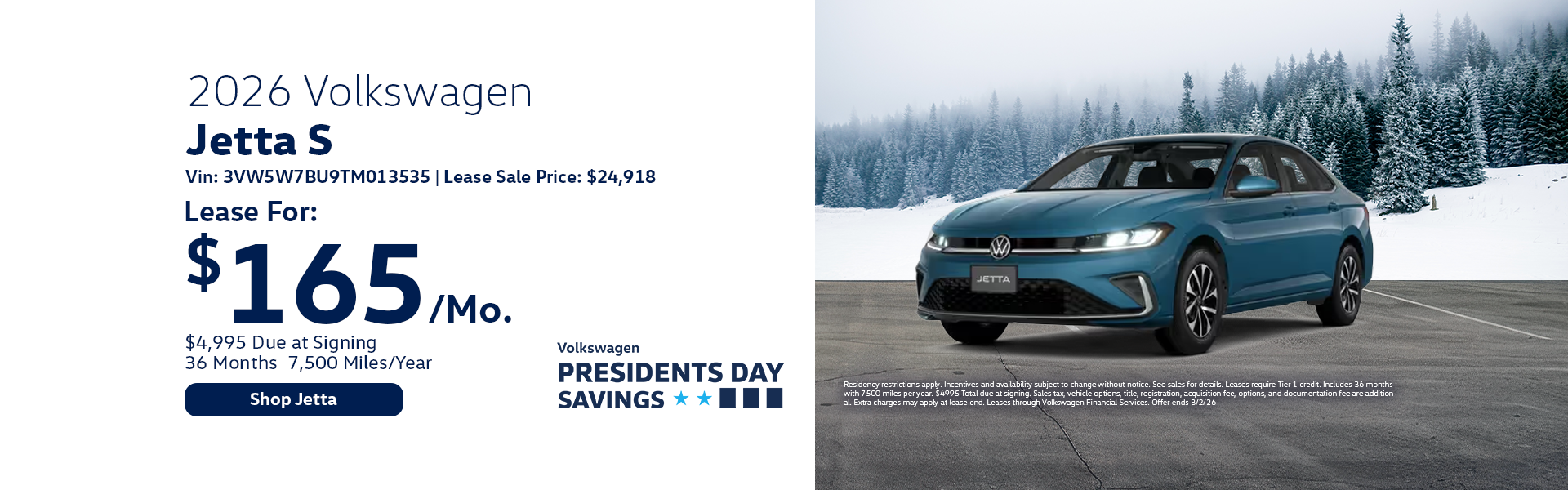 Volkswagen Jetta Special Offer in Hanover, MA