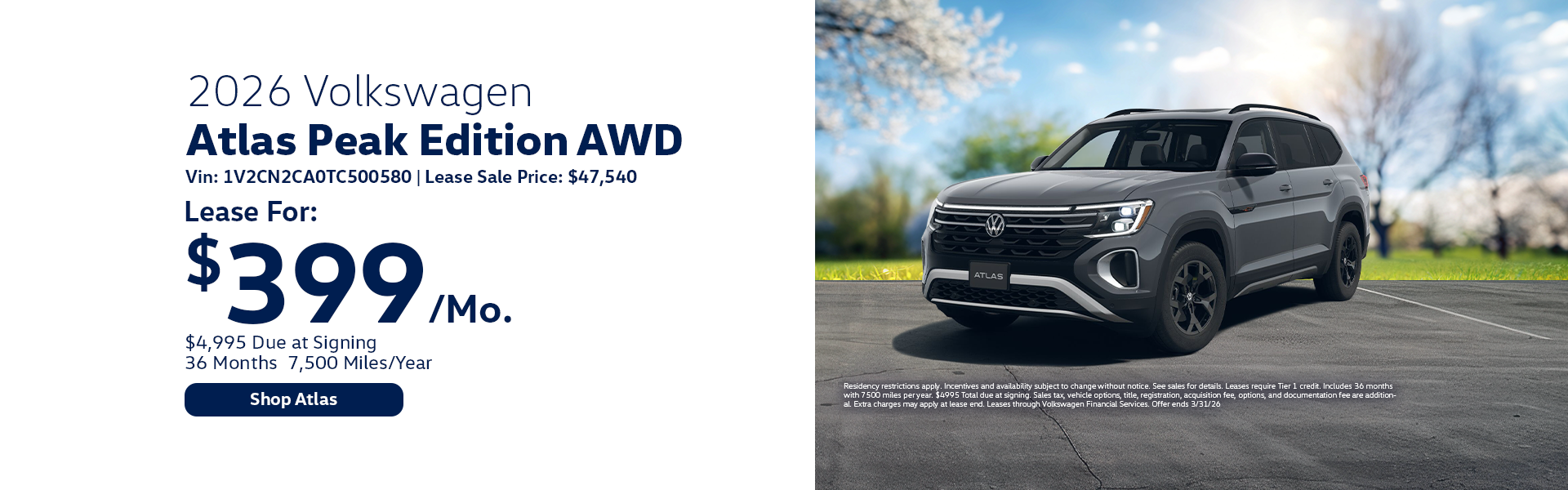 VW Atlas Special Offer Hanover, MA