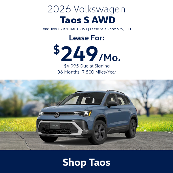 VW Taos Special offer in Hanover, MA